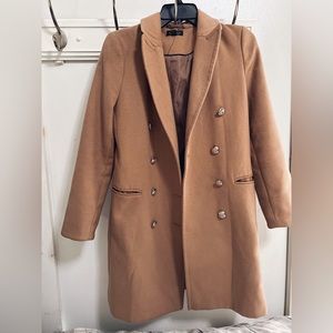 Topshop camel coat with gold buttons